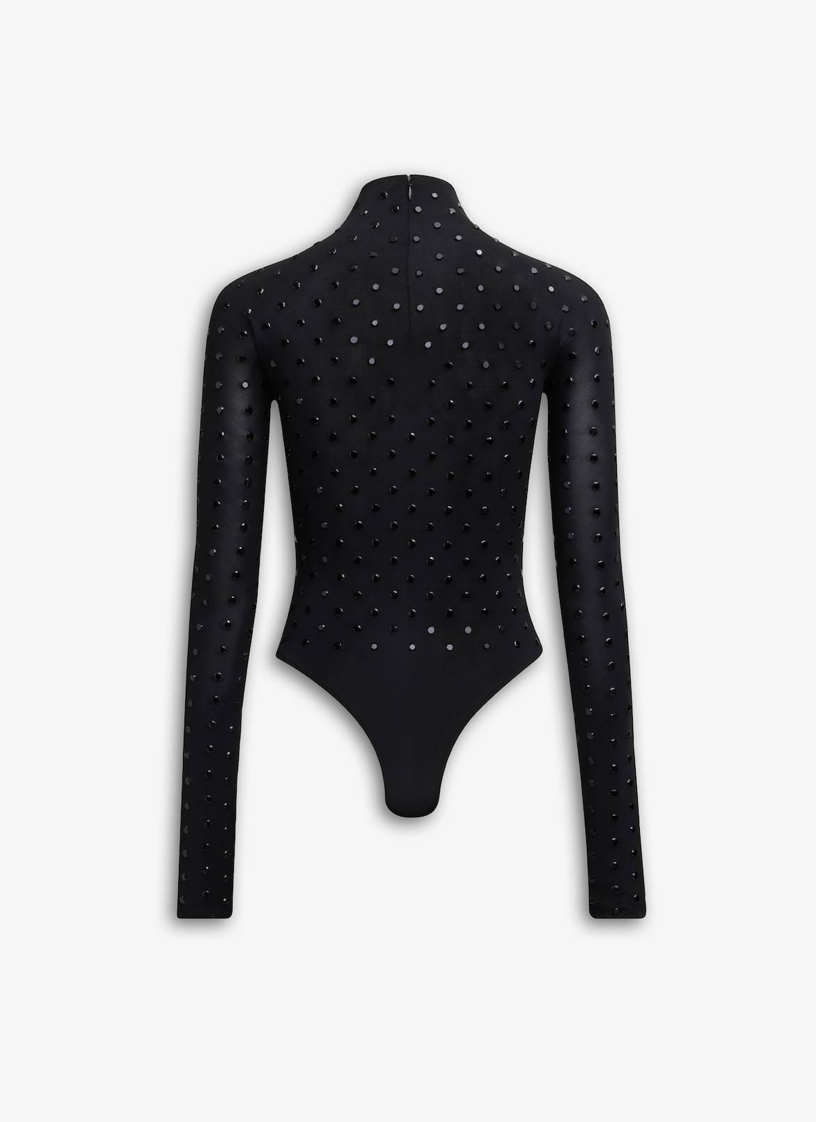 RHINESTONE JERSEY BODYSUIT ALAÏA BLACK RHINESTONE JERSEY BODYSUIT